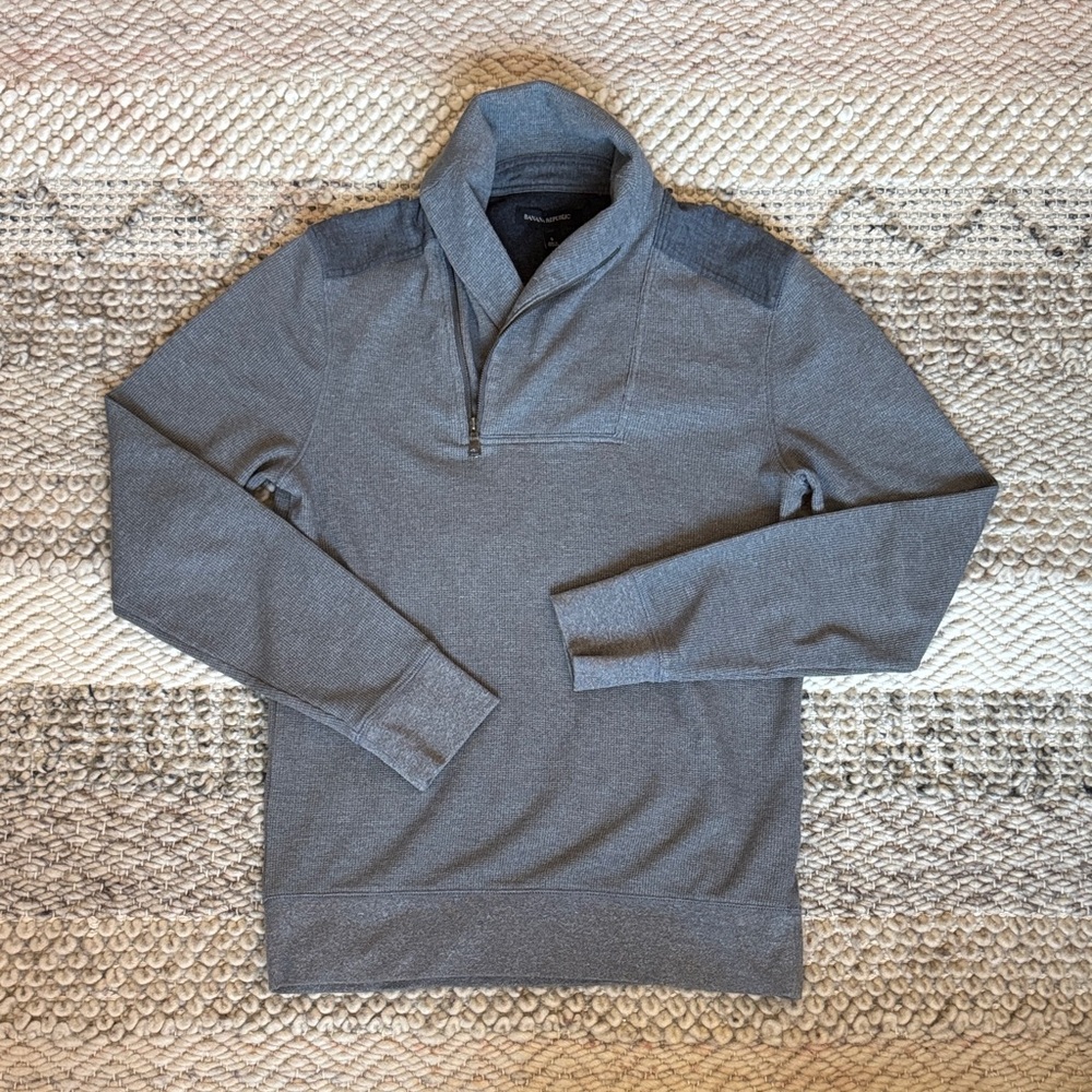 Banana Republic Men's Gray Shawl Collar Half Zip Sweater
